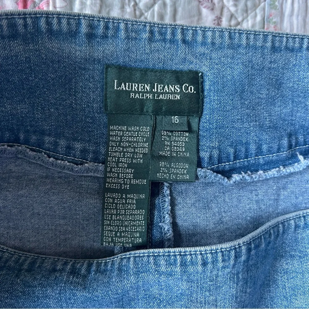 Lauren Ralph Lauren Jeans Mini Skirt Size 16 Blue Denim Cotton Spandex Blend - Picture 6 of 10